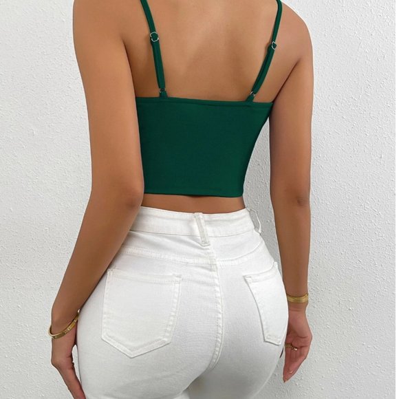 Green Bustier Crop Cami Top - Picture 2 of 7
